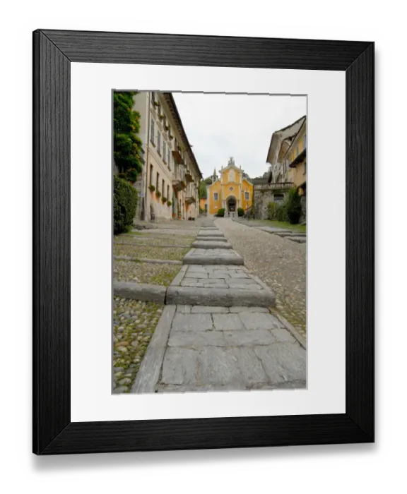 Framed Print : 04. Italy, Orta, Lake Orta, church at end of steep street Framed Print : 04. Italy, Orta, Lake Orta, church at end of steep street