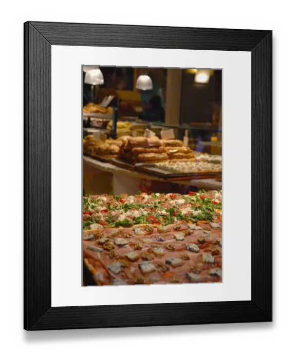 Framed Print : 04. Italy, Bergamo, pizza and sandwiches inside bakery (Editorial Usage Only) Framed Print : 04. Italy, Bergamo, pizza and sandwiches inside bakery (Editorial Usage Only)