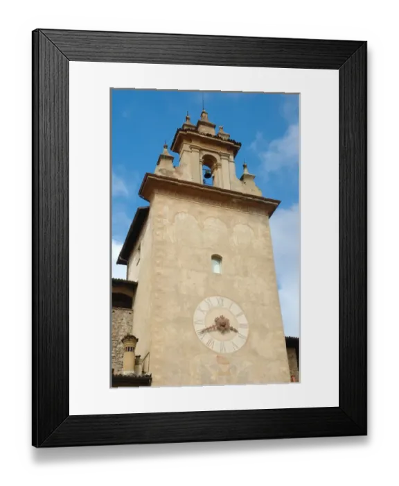 Framed Print : 04. Italy, Bergamo, clock tower in hilltop medieval town Framed Print : 04. Italy, Bergamo, clock tower in hilltop medieval town