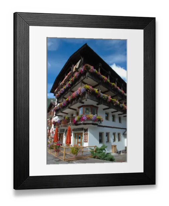 Framed Print : 04. Italy, Moena, restaurant in alpine village (Editorial Usage Only)