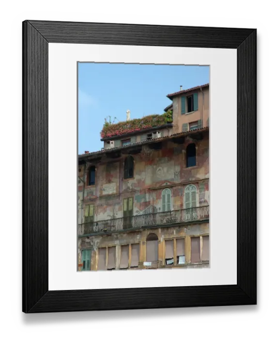 Framed Print : 04. Italy, Verona, old frescoes in historic town center