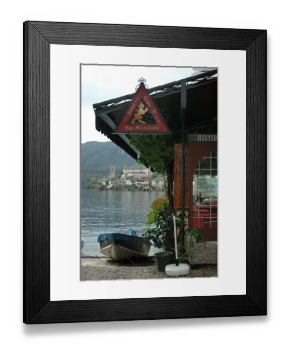Framed Print : 04. Italy, Orta, Lake Orta, waterfront restaurant and hotel