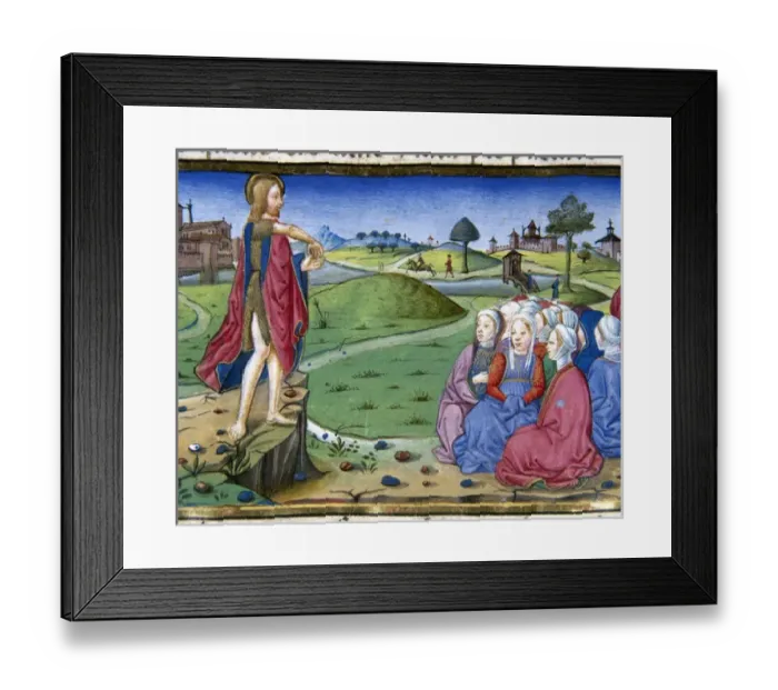 Framed Print : John preaches and baptizes. Codex of Predis (1476). Royal Library. Turin. Italy Framed Print : John preaches and baptizes. Codex of Predis (1476). Royal Library. Turin. Italy