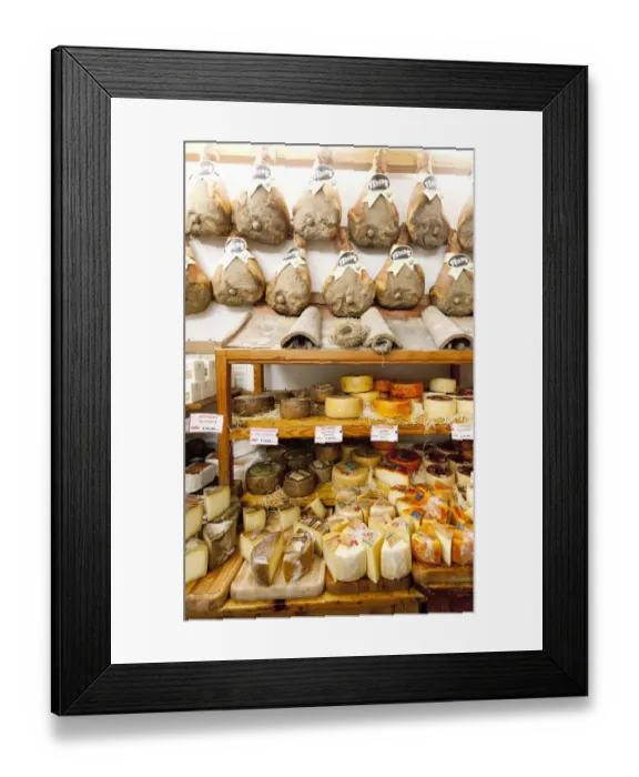 Framed Print : Europe, Italy, Tuscany, Greve. Salumi and cheese shop in Greves main square Framed Print : Europe, Italy, Tuscany, Greve. Salumi and cheese shop in Greves main square