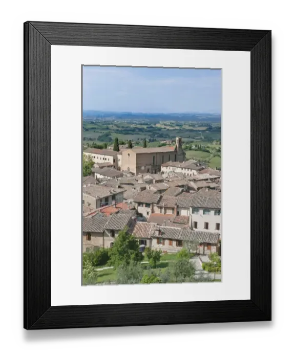 Framed Print : Europe;Italy;Tuscany;San Gimignano, San Agostino Church & Countyside