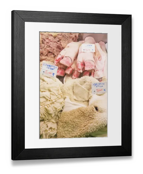 Framed Print : Europe, Italy, Tuscany, Florence, Tripe and Pig Feet For Sale at Market