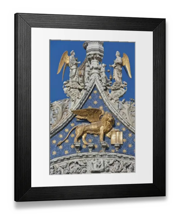 Framed Print : Europe, Italy, Venice, Winged Lion of St. Marks on St. Marks Basilica