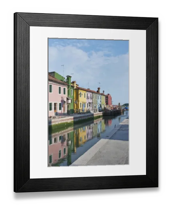 Framed Print : Europe, Italy, Venice, Burano, Houses on Canal Framed Print : Europe, Italy, Venice, Burano, Houses on Canal