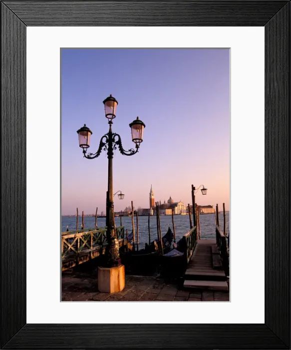Framed Print : Europe, Italy, Venice. San Marco Pier at sunset