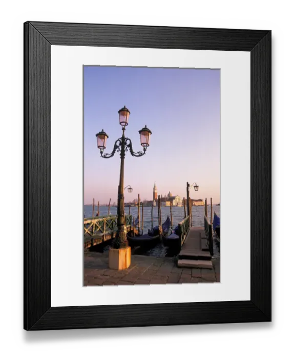 Framed Print : Italy, Veneto, Venice, San Marco pier and San Giorgio Maggiore at sunset