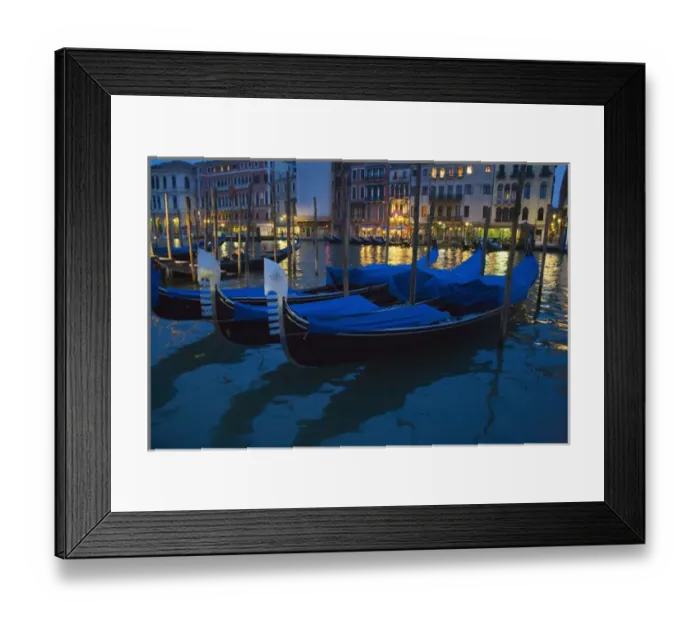 Framed Print : Europe, Italy, Venice, Grand Canal, Night time with Gondolas Parked along the Grand Canal Framed Print : Europe, Italy, Venice, Grand Canal, Night time with Gondolas Parked along the Grand Canal