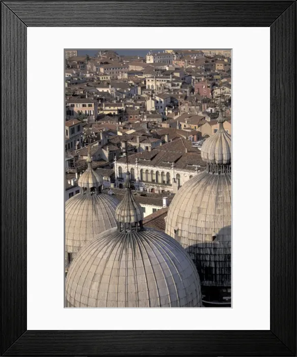 Framed Print : Europe, Italy, Venice Piazza San Marco; domes of Basilica S. Marco from Campanile