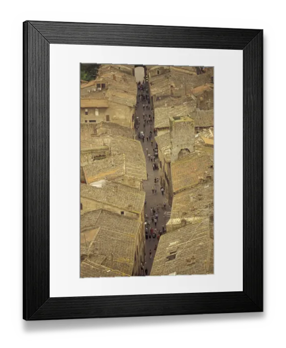 Framed Print : Europe, Italy, Tuscany, San Gimignano View of Via San Giovanni from Palazzo del Popolo
