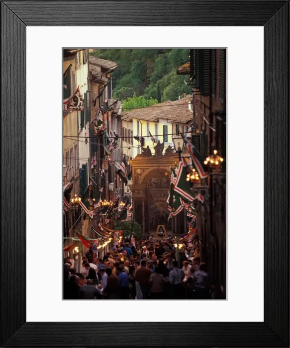Framed Print : Europe, Italy, Tuscany, Siena Palio Team Fundraising Party by Basilica