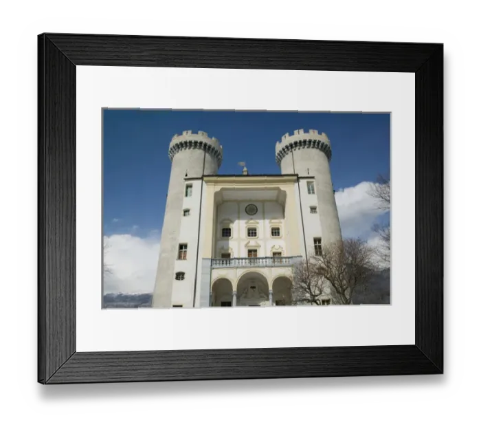 Framed Print : Europe, Italy, Valle d Aosta-AYMAVILLES: Fortezza d Aymavilles Fortress  /  Winter