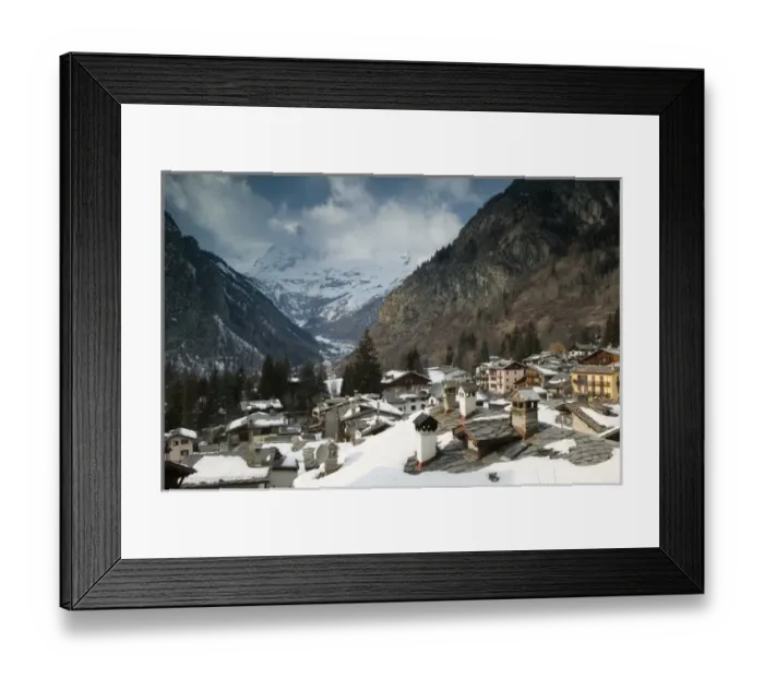 Framed Print : Europe, Italy, Valle d Aosta, COURMAYEUR: Ski Chalets & Mt Blanc / Winter Framed Print : Europe, Italy, Valle d Aosta, COURMAYEUR: Ski Chalets & Mt Blanc / Winter