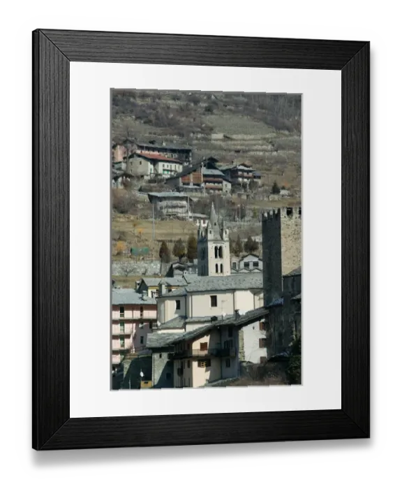 Framed Print : Europe, Italy, Valle d Aosta-AVISE: Town View / Winter Framed Print : Europe, Italy, Valle d Aosta-AVISE: Town View / Winter