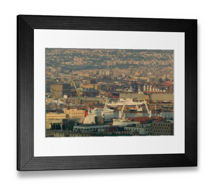 Framed Print : Europe, Italy, Campania, NAPLES: Port of Naples from Vomero Hills / Sunset Framed Print : Europe, Italy, Campania, NAPLES: Port of Naples from Vomero Hills / Sunset