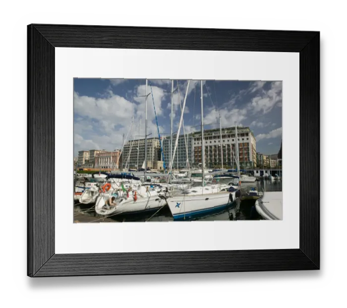 Framed Print : Europe, Italy, Campania, NAPLES: Hotels along via Partenope from Castel dell Framed Print : Europe, Italy, Campania, NAPLES: Hotels along via Partenope from Castel dell