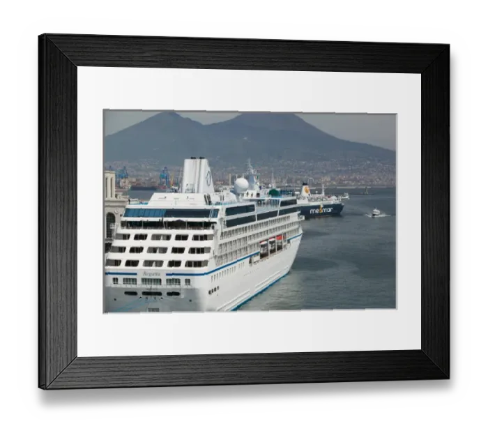 Framed Print : Europe, Italy, Campania, NAPLES: Port of Naples with Harbor Ferries, Regatta cruise ship Framed Print : Europe, Italy, Campania, NAPLES: Port of Naples with Harbor Ferries, Regatta cruise ship