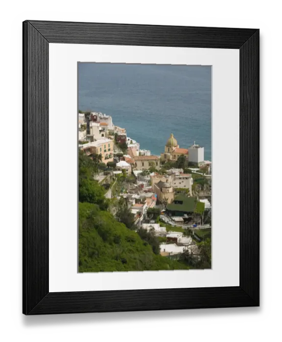 Framed Print : Europe, Italy, Campania (Amalfi Coast) POSITANO: Town View with Santa Maria Assunta
