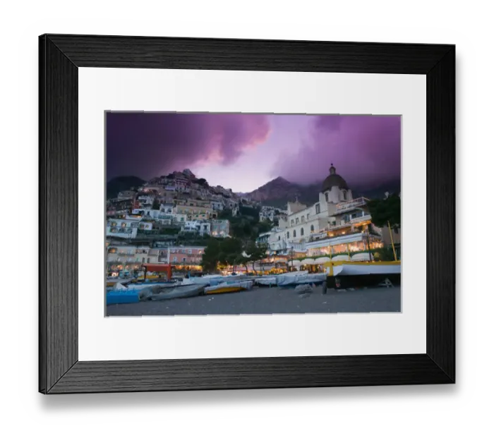 Framed Print : Europe, Italy, Campania (Amalfi Coast) POSITANO: Santa Maria Assunta Church & Spiaggia Framed Print : Europe, Italy, Campania (Amalfi Coast) POSITANO: Santa Maria Assunta Church & Spiaggia