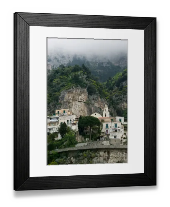 Framed Print : Europe, Italy, Campania (Amalfi Coast) POSITANO: Town View with Fog / Daytime Framed Print : Europe, Italy, Campania (Amalfi Coast) POSITANO: Town View with Fog / Daytime