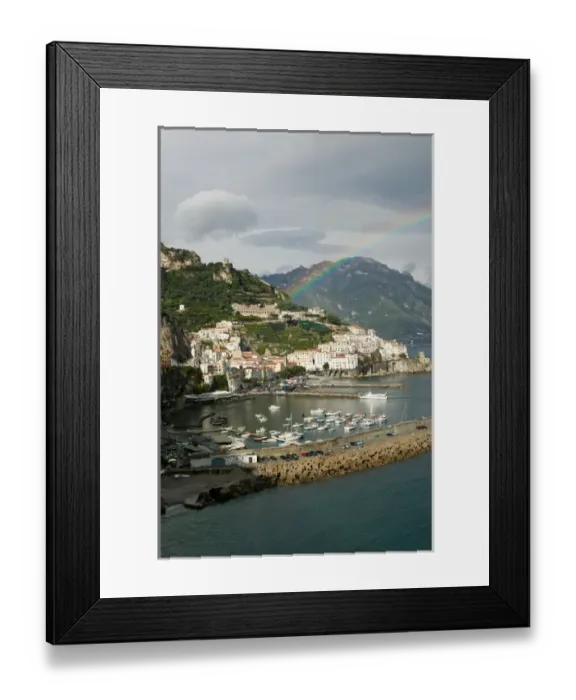 Framed Print : Europe, Italy, Campania (Amalfi Coast) Amalfi: Town View with Rainbow