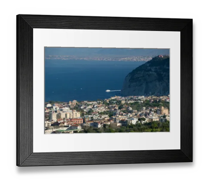 Framed Print : Europe, Italy, Campania, (Sorrento Penninsula), Vico Equense: Town View Aerial