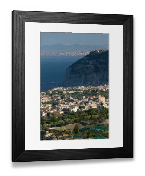 Framed Print : Europe, Italy, Campania, (Sorrento Penninsula), Vico Equense: Town View Aerial