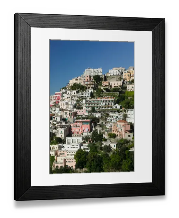 Framed Print : Europe, Italy, Campania (Amalfi Coast), Positano: Town View from Amalfi Coast Road