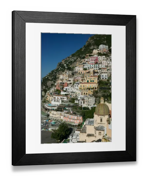 Framed Print : Europe, Italy, Campania (Amalfi Coast), Positano: Santa Maria Assunta Church & Town