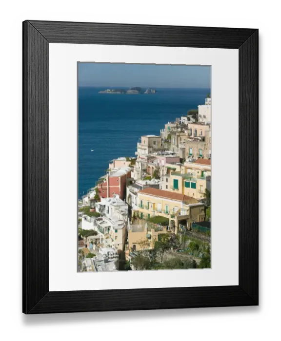 Framed Print : Europe, Italy, Campania (Amalfi Coast), Positano: Town View from Amalfi Coast Road