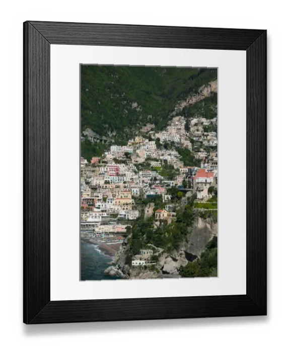 Framed Print : Europe, Italy, Campania (Amalfi Coast), Positano: Town View from Amalfi Coast Road  / 