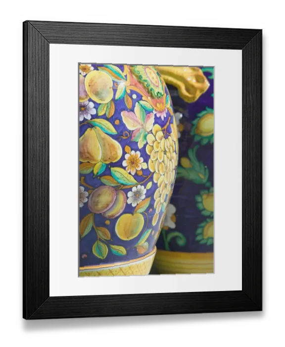 Framed Print : Europe, Italy, Campania (Amalfi Coast), Positano: Close up of local Ceramic Pots