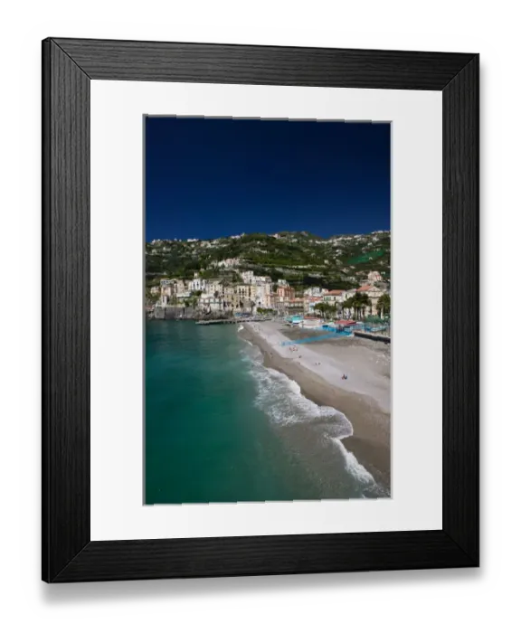 Framed Print : Europe, Italy, Campania, (Amalfi Coast) Maiori: Town View with Beach