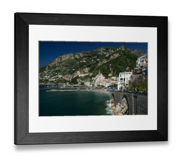 Framed Print : Europe, Italy, Campania, (Amalfi Coast), Amalfi: Town View from Amalfi Coast Road