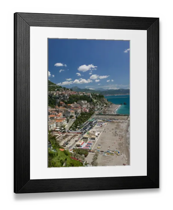 Framed Print : Europe, Italy, Campania, (Amalfi Coast) Vietri Sul Mare: Town View from Beach