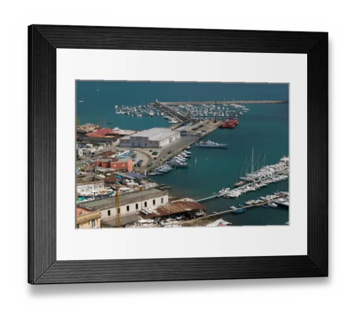 Framed Print : Europe, Italy, Campania (Amalfi Coast), Salerno: Town View with Port