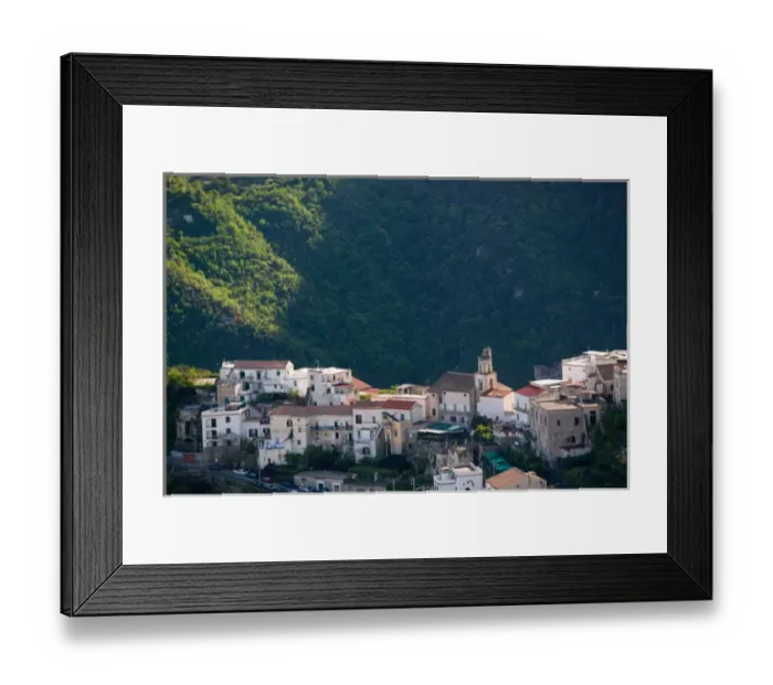 Framed Print : Europe, Italy, Campania, (Amalfi Coast), Ravello: View of AGEROLA village from Ravello