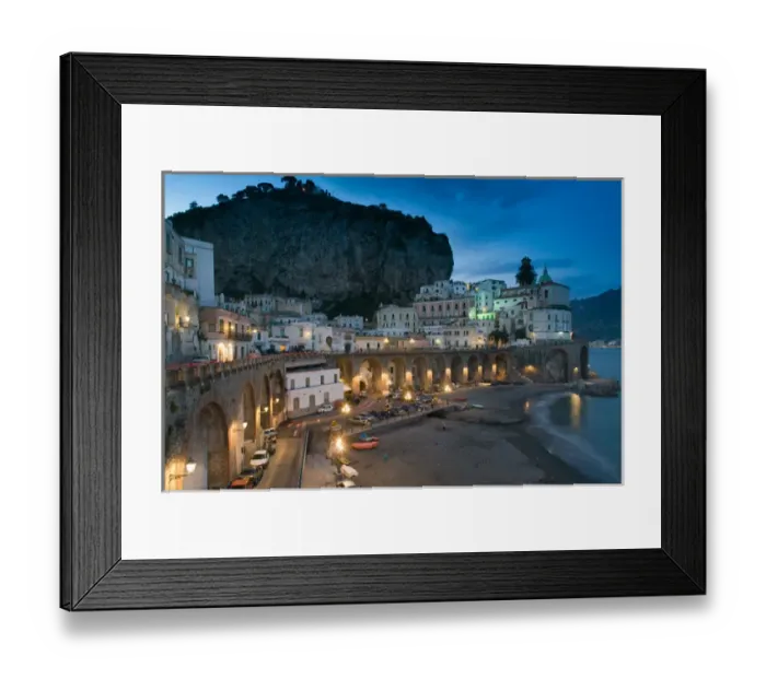 Framed Print : Europe, Italy, Campania (Amalfi Coast) Atrani: Evening Town View