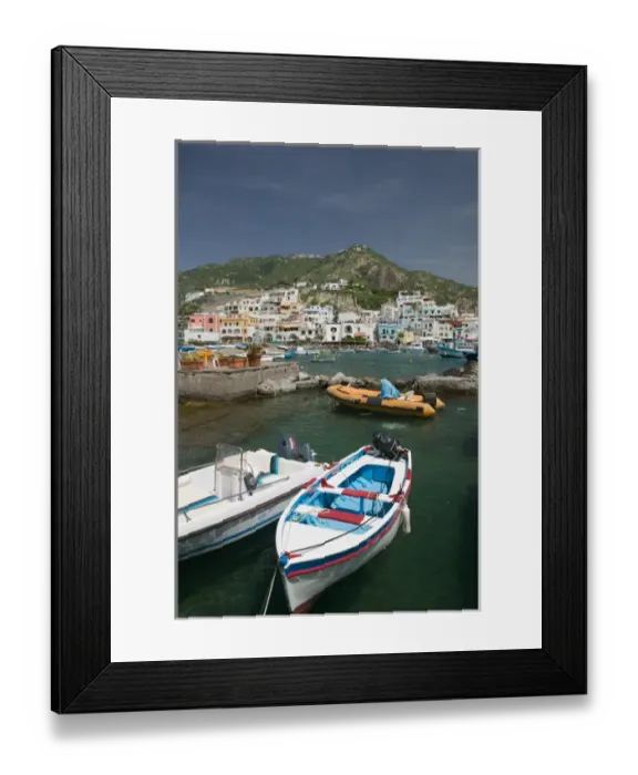 Framed Print : ITALY-Campania-(Bay of Naples)-ISCHIA-SANT ANGELO: Town & Port View / Daytime Framed Print : ITALY-Campania-(Bay of Naples)-ISCHIA-SANT ANGELO: Town & Port View / Daytime