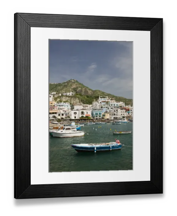 Framed Print : ITALY-Campania-(Bay of Naples)-ISCHIA-SANT ANGELO: Town & Port View / Daytime Framed Print : ITALY-Campania-(Bay of Naples)-ISCHIA-SANT ANGELO: Town & Port View / Daytime
