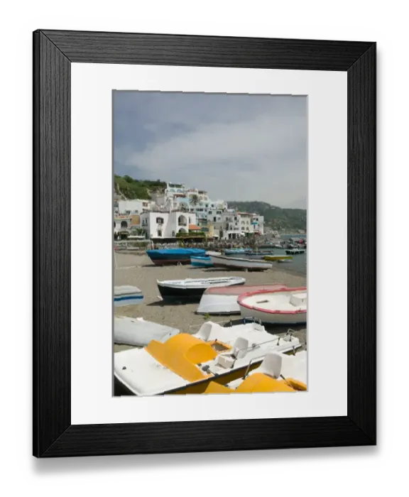 Framed Print : ITALY-Campania-(Bay of Naples)-ISCHIA-SANT ANGELO: Town & Port View  /  Daytime