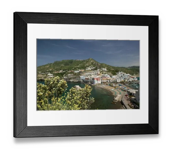 Framed Print : ITALY-Campania-(Bay of Naples)-ISCHIA-SANT ANGELO: Town & Port View / Daytime Framed Print : ITALY-Campania-(Bay of Naples)-ISCHIA-SANT ANGELO: Town & Port View / Daytime