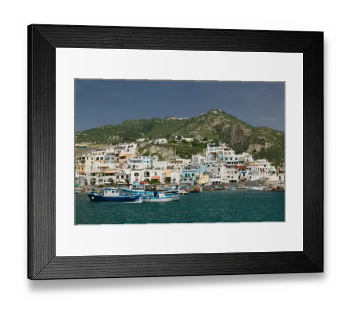 Framed Print : ITALY-Campania-(Bay of Naples)-ISCHIA-SANT ANGELO: Town & Port View  /  Daytime