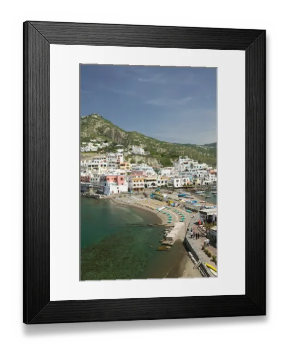 Framed Print : ITALY-Campania-(Bay of Naples)-ISCHIA-SANT ANGELO: Town & Port View / Daytime Framed Print : ITALY-Campania-(Bay of Naples)-ISCHIA-SANT ANGELO: Town & Port View / Daytime