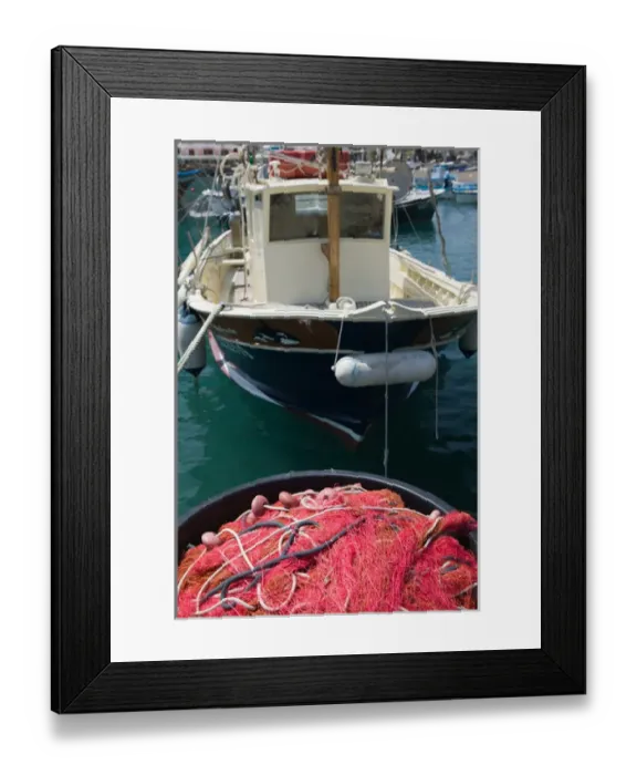 Framed Print : ITALY-Campania-(Bay of Naples)-ISCHIA-SANT ANGELO: Port- Fishing Nets Framed Print : ITALY-Campania-(Bay of Naples)-ISCHIA-SANT ANGELO: Port- Fishing Nets