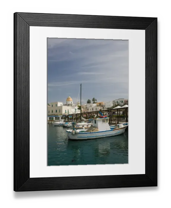 Framed Print : ITALY-Campania-(Bay of Naples)-ISCHIA-FORIO: Town Ferry Port