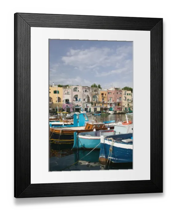 Framed Print : ITALY-Campania-(Bay of Naples)-PROCIDA: Morning View of PROCIDA port Framed Print : ITALY-Campania-(Bay of Naples)-PROCIDA: Morning View of PROCIDA port
